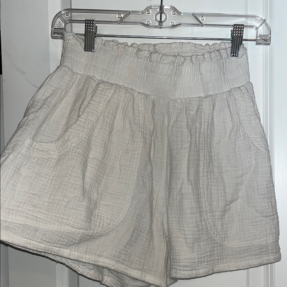 100% cotton Women's White Flowy Shorts